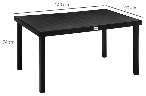 Outsunny Tavolo da Pranzo da Giardino per 6 Persone in Alluminio, 140x90x74 cm, Nero | Aosom Italy