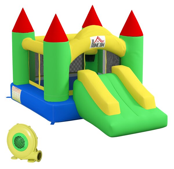 HOMCOM Castello Gonfiabile con Scivolo e Rete di Sicurezza, fino a 100 kg per Bambini 3-10 anni, 300x180x160 cm, Multicolore | Aosom Italy