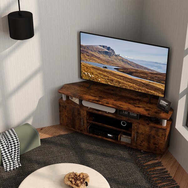 HOMCOM Mobile TV con Ampio Piano, Ante con Sportello e Scomparto Aperto per Televisori fino a 55 pollici, 120x39.5x52 cm, Marrone | Aosom Italy