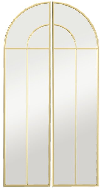 HOMCOM Specchio da Parete ad Arco con Cornice Metallica e Finitura Dorata per Soggiorno, Camera e Corridoio, 30x120x3 cm, Oro | Aosom Italy