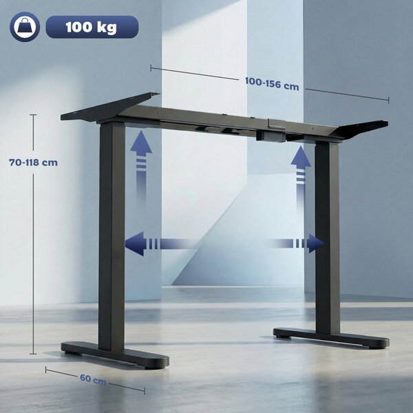 HOMCOM Telaio per Scrivania Elettrico con Regolabile in altezza e Funzione Memoria, 100x60x118 cm, Nero | Aosom Italy