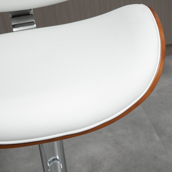 HOMCOM Set da 2 Sgabelli da Bar Altezza Regolabile, 53x52x112 cm, Bianco | Aosom Italy