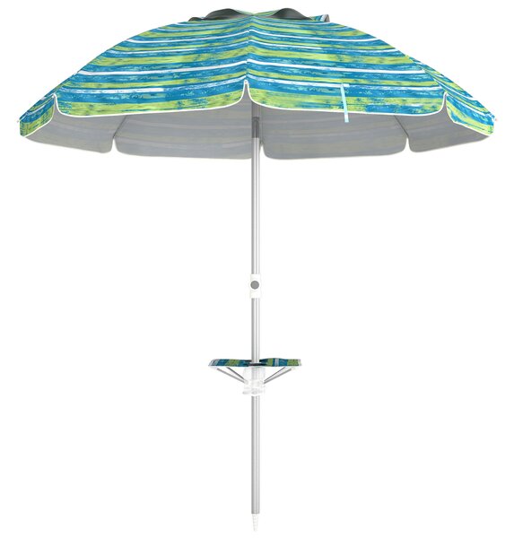 Outsunny Ombrellone da Spiaggia Inclinabile Rotondo con Portabicchieri e Protezione UV50+, 190x190x215 cm, Blu | Aosom Italy