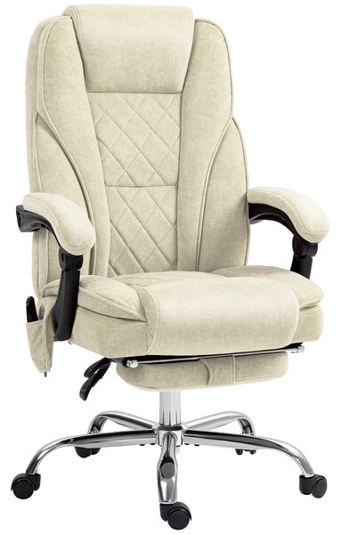 Vinsetto Sedia da Ufficio con Telecomando e Poggiapiedi Estraibile, Poltrona Massaggiante con Schienale Reclinabile, 67x72x119 cm, Beige | Aosom Italy