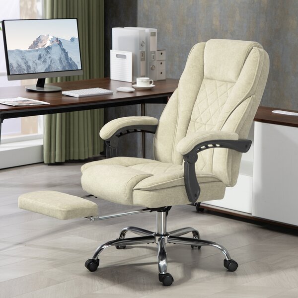 Vinsetto Sedia da Ufficio con Telecomando e Poggiapiedi Estraibile, Poltrona Massaggiante con Schienale Reclinabile, 67x72x119 cm, Beige | Aosom Italy