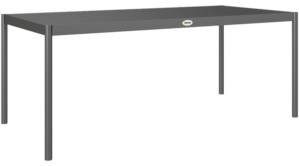 Outsunny Tavolo da Pranzo a Doghe Rettangolare per Giardino in Acciaio, 186x90x74 cm, Grigio Scuro | Aosom Italy