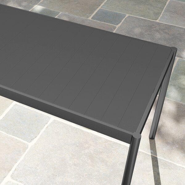 Outsunny Tavolo da Pranzo a Doghe Rettangolare per Giardino in Acciaio, 186x90x74 cm, Grigio Scuro | Aosom Italy