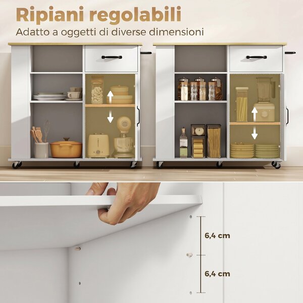 HOMCOM Mobile Cucina con Cassetto, Armadietto e Ripiano Regolabile, Bianco | Aosom Italy