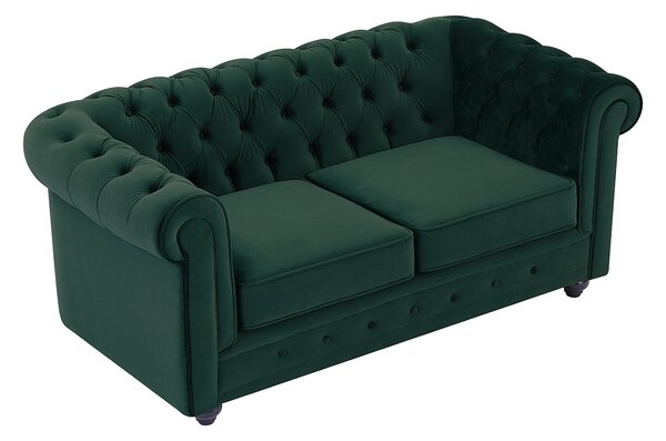 Divano 2 posti in Velluto Verde - CHESTERFIELD