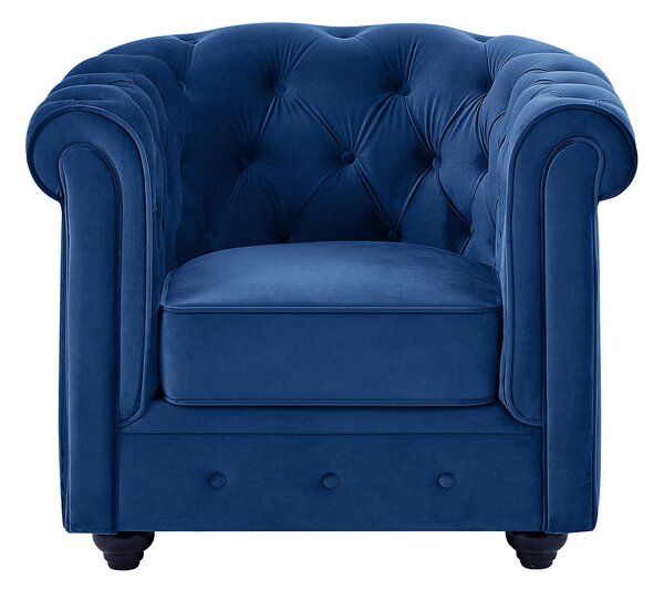 Poltrona CHESTERFIELD in velluto Blu notte