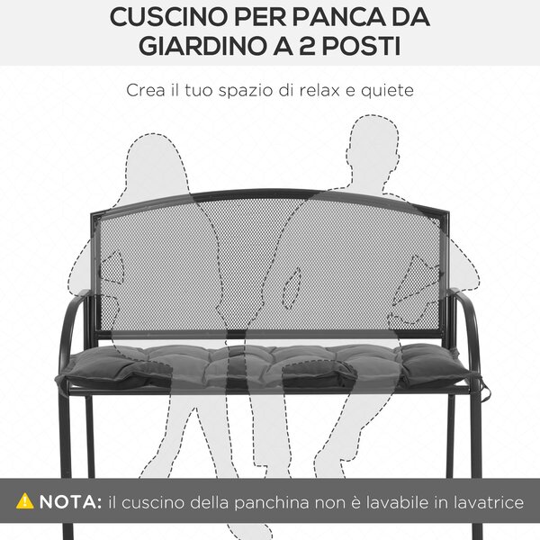 Outsunny Cuscino per Panchina da Giardino con Laccetti e Imbottitura Spessa, 100x40cm, Grigio Scuro|Aosom