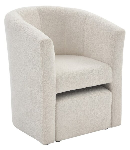 Poltrona cabriolet e pouf in Tessuto bouclette Bianco - JOVANA