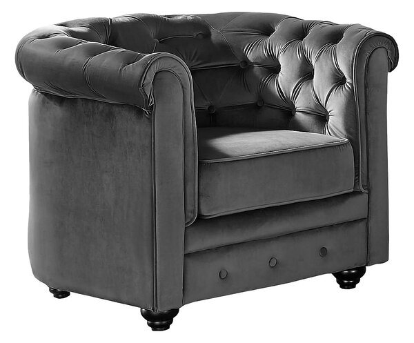 Poltrona CHESTERFIELD in velluto Antracite