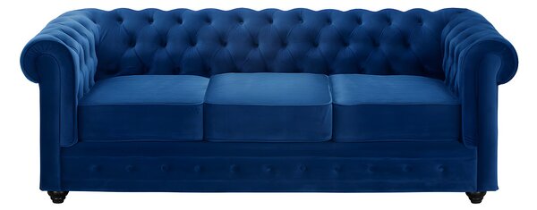 Divano CHESTERFIELD 3 posti in velluto Blu notte