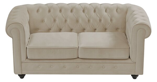 Divano 2 posti in Velluto Beige - CHESTERFIELD