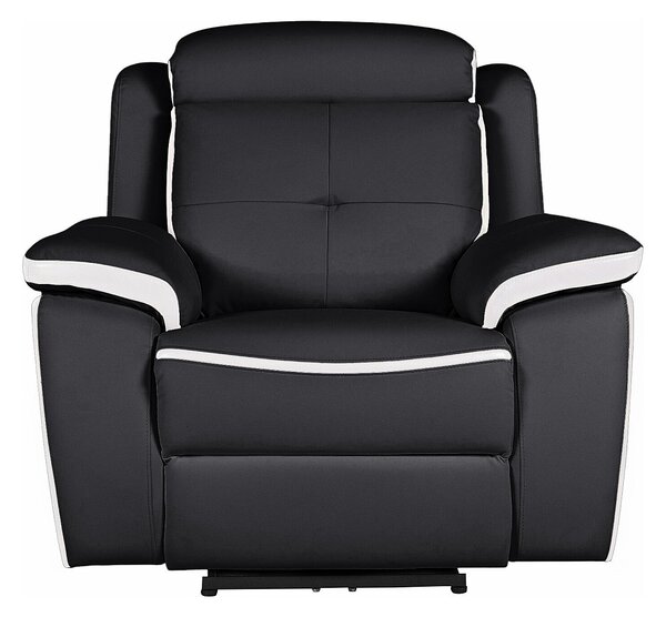 Poltrona relax elettrica in pelle Nero e bianco - ANGELIQUE