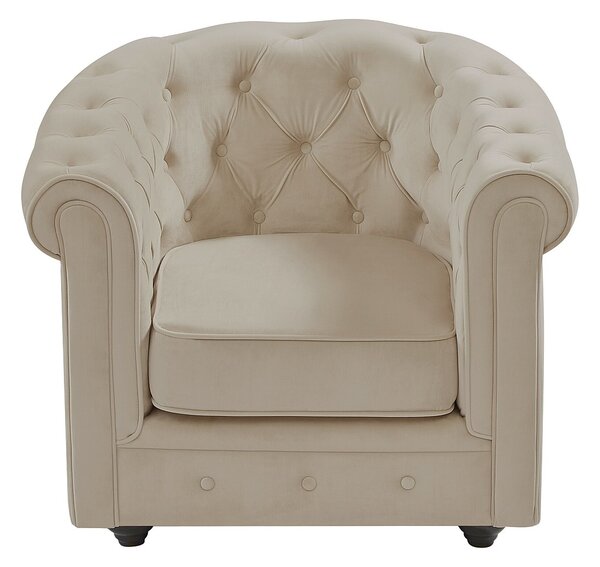 Poltrona in Velluto Beige - CHESTERFIELD