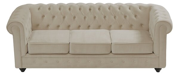 Divano 3 posti in Velluto Beige - CHESTERFIELD