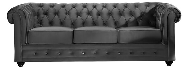Divano CHESTERFIELD 3 posti in velluto Antracite