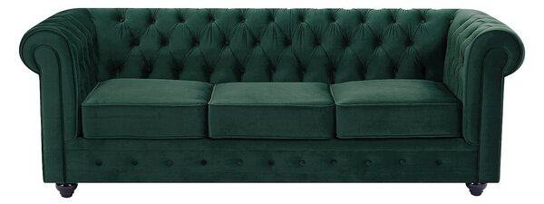 Divano 3 posti in Velluto Verde - CHESTERFIELD