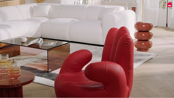 Poltrona a forma di mano girevole in similpelle Rosso - CATCHY