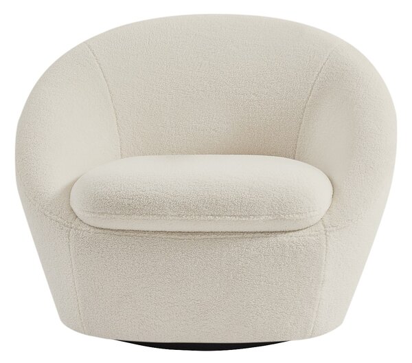 Poltrona girevole arrotondata in Tessuto bouclette Bianco - LACARA