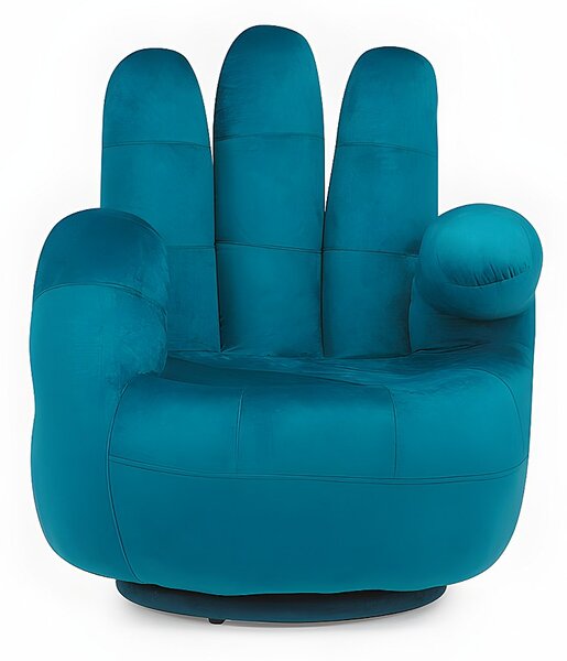 Poltrona a forma di mano girevole in velluto Verde petrolio petrolio - CATCHY
