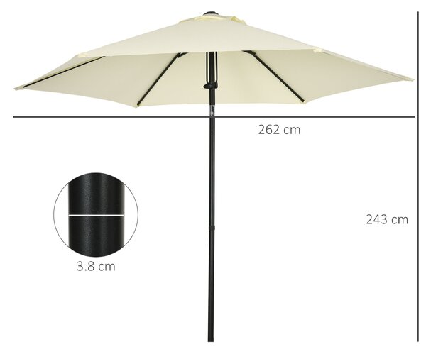 Outsunny Ombrellone da Giardino in Poliestere e Metallo con Tettuccio Inclinabile a 45°, Ø262x243 cm|Aosom
