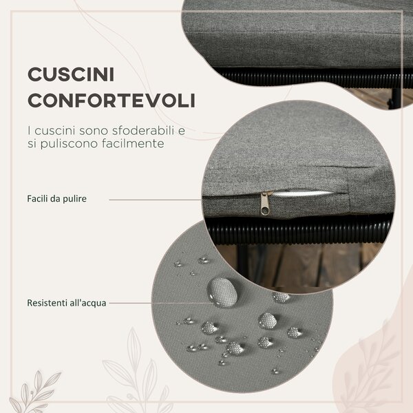 Outsunny Tavolo e Sedie da Giardino 5 Pezzi in Rattan PE e Acciaio, 4 Sedie da Esterno con Cuscini e Tavolo Rettangolare|Aosom