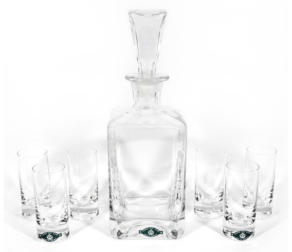Set 1x bottiglia di vetro, 1x tappo di vetro e 6x bicchieri per bicchieri chiari