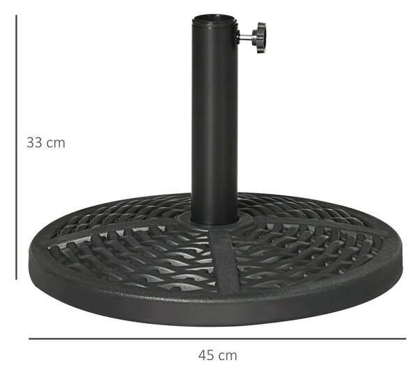 Outsunny Base per Ombrellone da Giardino Rotonda Effetto Rattan Ø45cm Peso da 9.5kg, Nero|Aosom