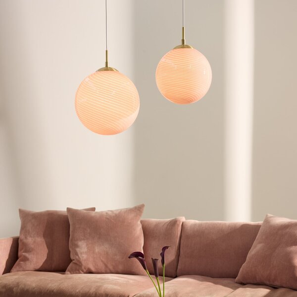 Lampada a sospensione Halo Design, CANDY BALL, dimmerabile, Rosa / Rosé, Soggiorno, Vetro, Design