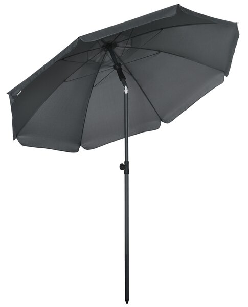 Outsunny Ombrellone da Spiaggia in Poliestere e Acciaio con Tettuccio Reclinabile a 45°, Ø180x209 cm, Grigio|Aosom