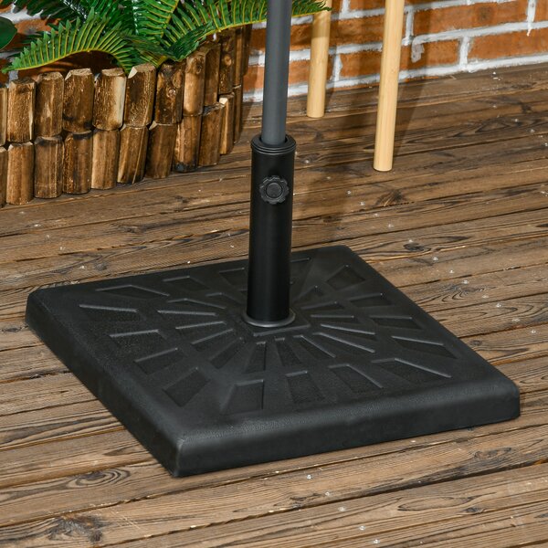 Outsunny Base per Ombrellone di 19kg e 51x51x32 cm in Resina e Acciaio per Pali Ø32mm, Ø38mm e Ø48mm, Nero|Aosom