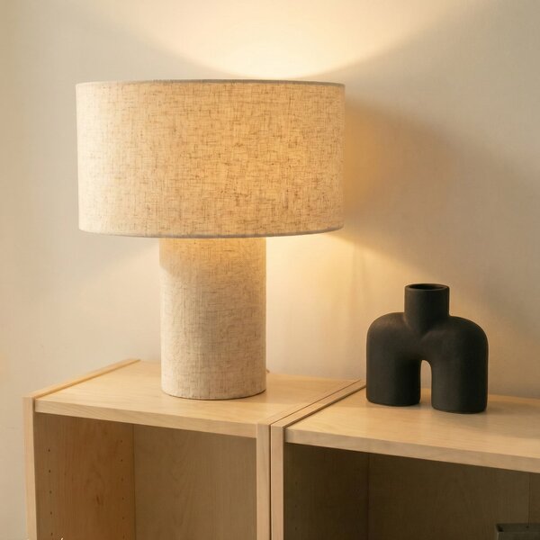 Lampade da tavolo Lindby, Elfie, Beige, Soggiorno, Tessuto / Tessile, Scandinavo