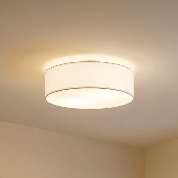 Plafoniera Lindby, Sebatin, dimmerabile, Beige, Camera da letto, Tessuto / Tessile, Moderno