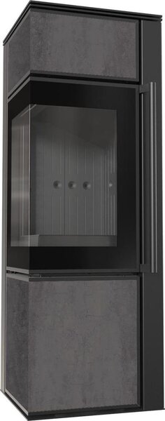 Stufa in acciaio KRATKI TORA/S 8 kW Ø 150 sinterizzazione al quarzo NATURALI PIETRA DI SAVOIA ANTRANCITE BOCCIARDATA rivestimento nero