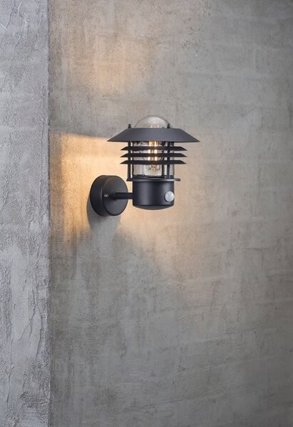 Nordlux - Applique da esterno con sensore VEJERS 1xE27/60W/230V IP54 nero