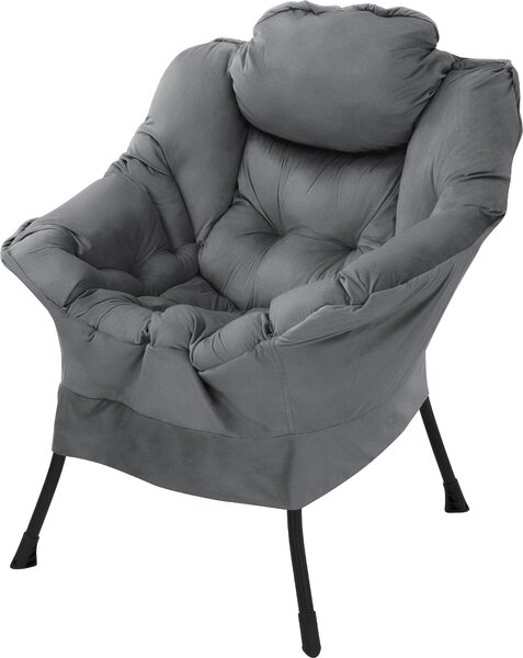 Poltrona ML-Design per soggiorno, poltrona relax con braccioli, poltrona da lettura confortevole, poltrona TV con cuscino poggiatesta, poltrona lounge, poltrona imbottita per TV, colore antracite