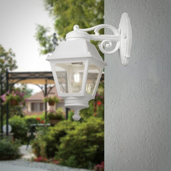 Applique esterno top light alba ap bi down e27 led ip55 resina - Top Light