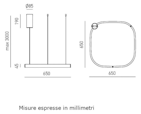 Lampadario moderno gea luce criseide s1p quadrata fcrsb8q led biemissione alluminio - Gea Luce
