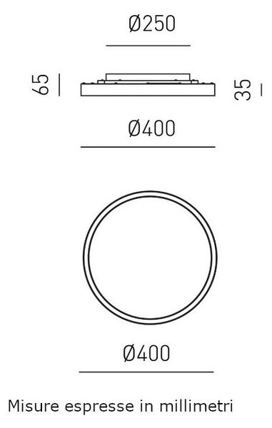 Plafoniera moderna gea luce aela pp faepbe1 led alluminio metacrilato biemissione - Gea Luce