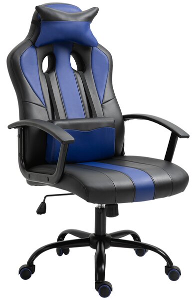 Vinsetto sedie da gaming ergonomiche Ergonomica Altezza Regolabile con Cuscino, Nero e Blu, 66x64x116-126 cm Aosom Sedie Ufficio
