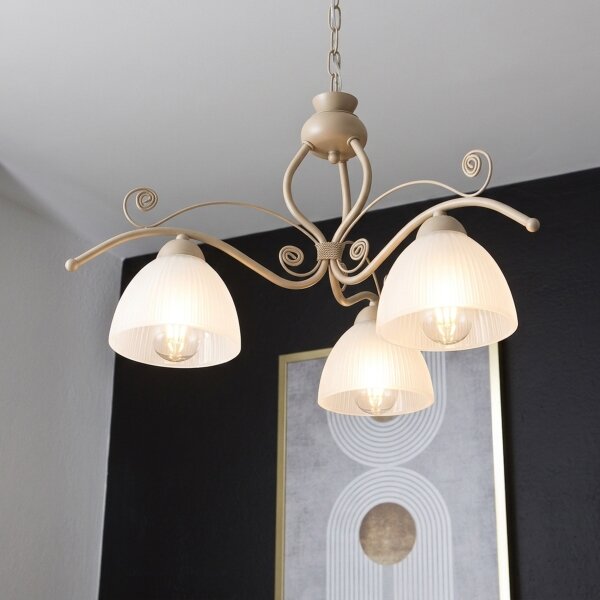 Brilagi - Lampadario con catena ANTICO MODERN 3xE27/60W/230V beige