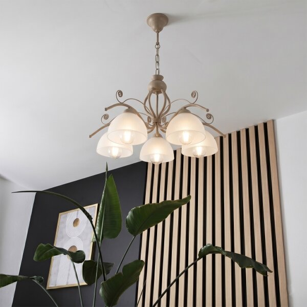 Brilagi - Lampadario a catena ANTICO MODERN 5xE27/60W/230V beige