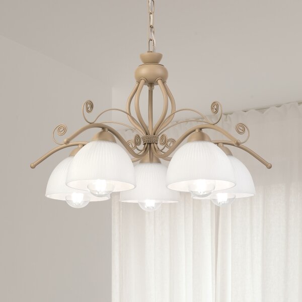 Brilagi - Lampadario a catena ANTICO MODERN 5xE27/60W/230V beige
