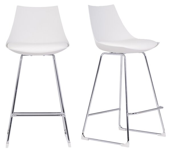 Set di 2 sgabelli da bar design bianchi 65 cm JUNE