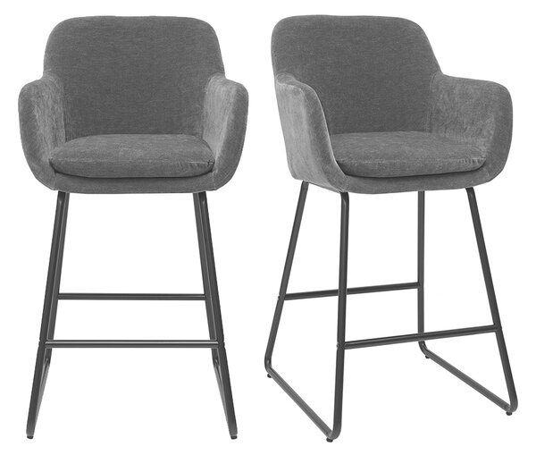 Sgabelli da bar effetto velluto grigio scuro H65 cm (set di 2) AMIKA