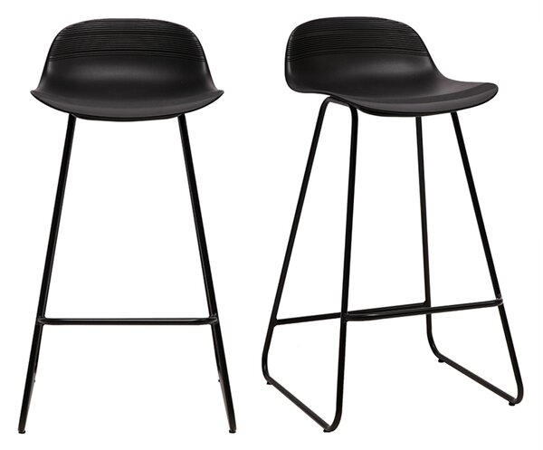 Set di 2 sgabelli da bar sedile nero base nero H65 cm ELLA