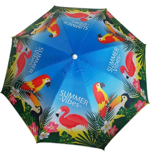 Ombrellone spiaggia poliestere uv 200/32 decoro anguria e fenicottero